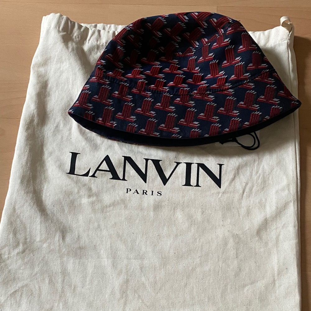 Lanvin Navy and Crimson Patterned Hat - Picture 6 of 6